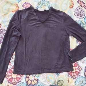 Black knit long-sleeve top